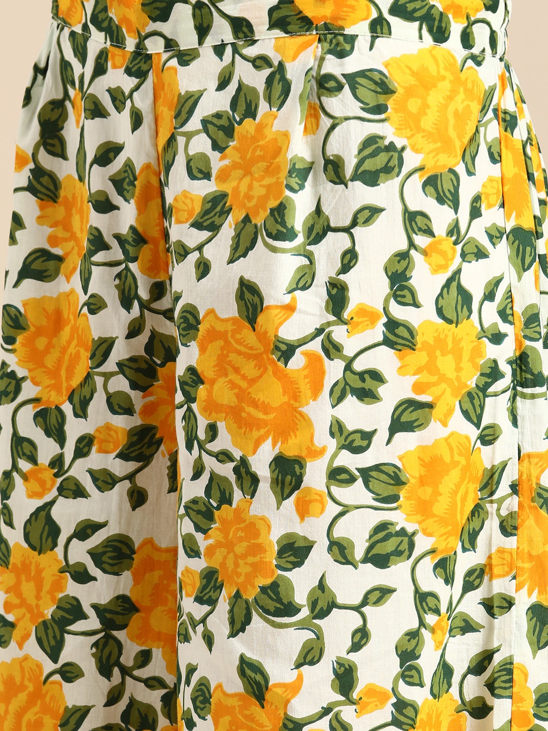 Sangria Women Yellow Floral Printed Lace Inserts Pure Cotton Kurta with Sharara & Dupatta | Grocsy