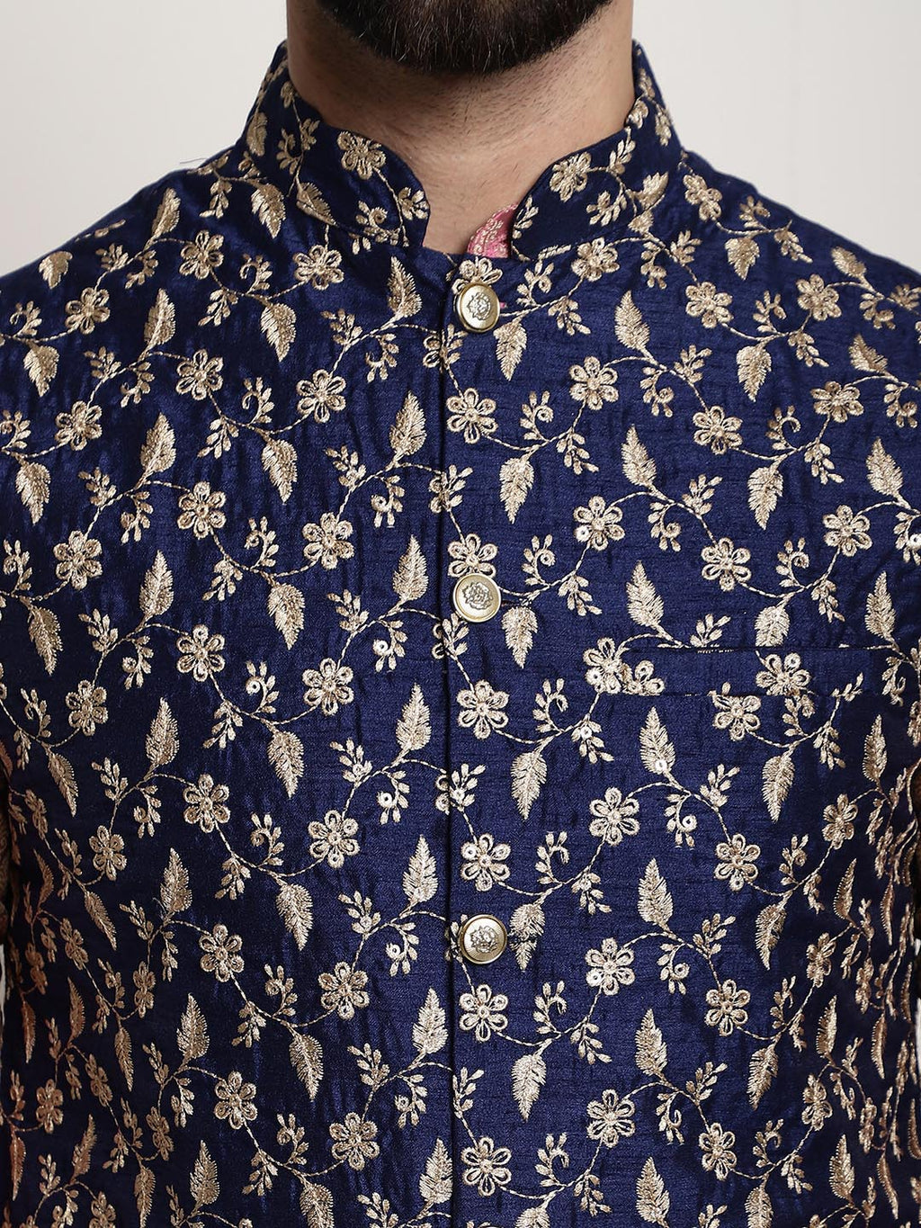 Sojanya Men Pink Ethnic Motifs Kurta with Pyjamas & Nehru Jacket | Grocsy