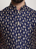 Sojanya Men Pink Ethnic Motifs Kurta with Pyjamas & Nehru Jacket | Grocsy