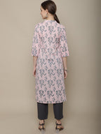 Sangria Women Pink & Grey Floral Printed Kurta | Grocsy