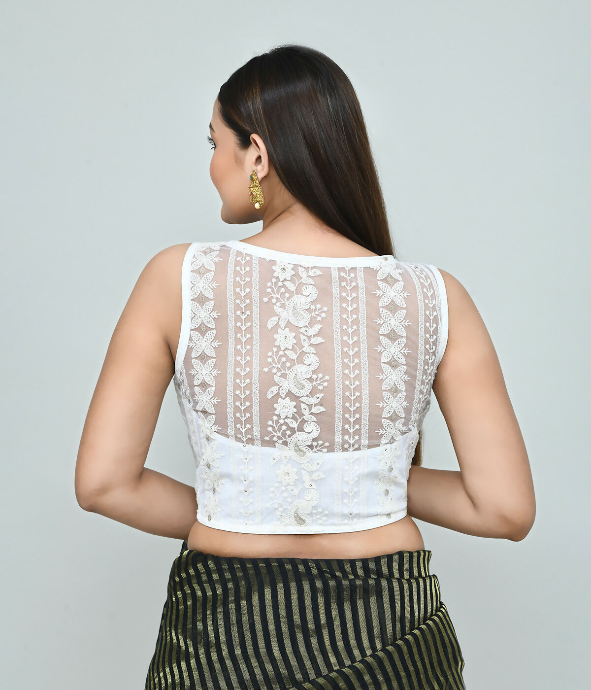 Joban Fashion Women's White Embroidered Stitched Blouse | Grocsy