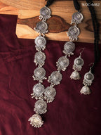 Mominos Fashion Johar Kamal Oxidised Silver Long Necklace Set | Grocsy
