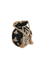 Masq Black & Gold-Toned Embroidered Potli Clutch