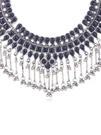 Cardinal Silver-Plated Black Stone Studded Jewellery Set | Grocsy