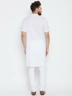 Even Apparels White Color Pure Cotton Men's Kurta With Band Collar | Grocsy