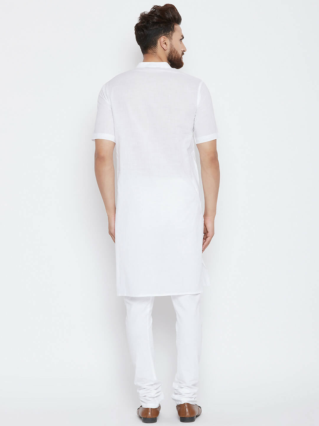 Even Apparels White Color Pure Cotton Men's Kurta With Band Collar | Grocsy