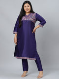 Sztori Plus Size Ethnic Motifs Printed Straight Kurta with Trousers | Grocsy