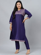 Sztori Plus Size Ethnic Motifs Printed Straight Kurta with Trousers | Grocsy