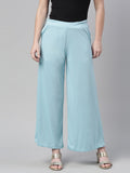 Souchii Blue Knitted Palazzos | Grocsy