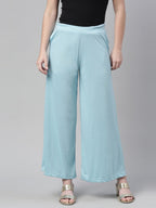 Souchii Blue Knitted Palazzos | Grocsy