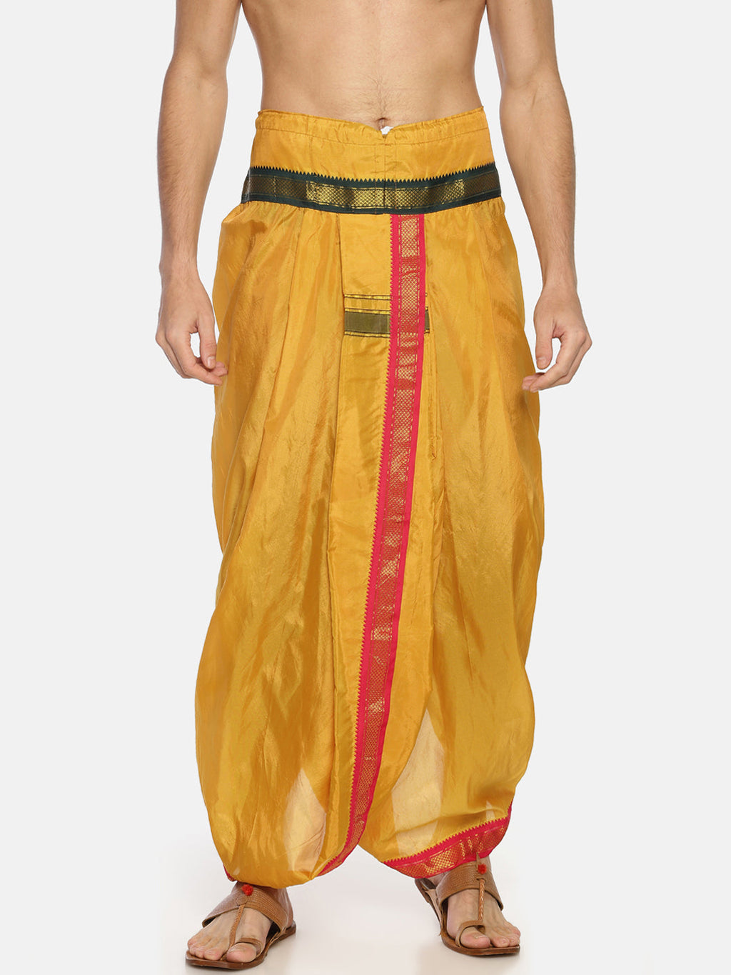 Sethukrishna Mustard Yellow Solid Readymade Dhoti Pant For Men | Grocsy