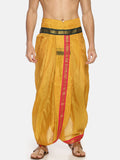 Sethukrishna Mustard Yellow Solid Readymade Dhoti Pant For Men | Grocsy
