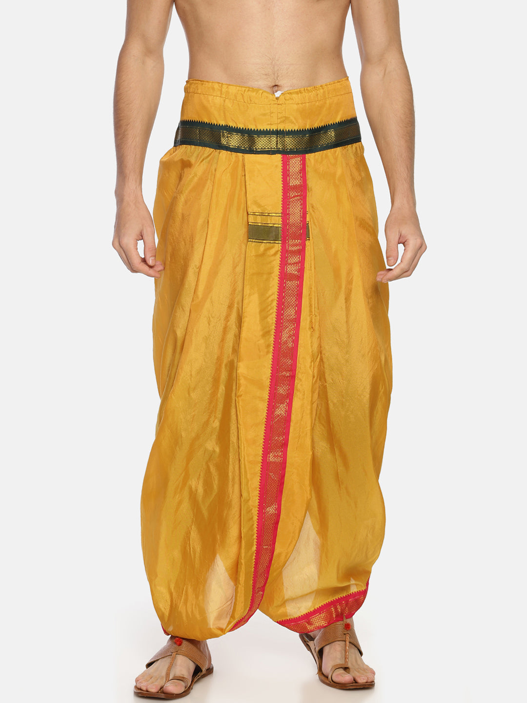 Sethukrishna Mustard Yellow Solid Readymade Dhoti Pant For Men | Grocsy
