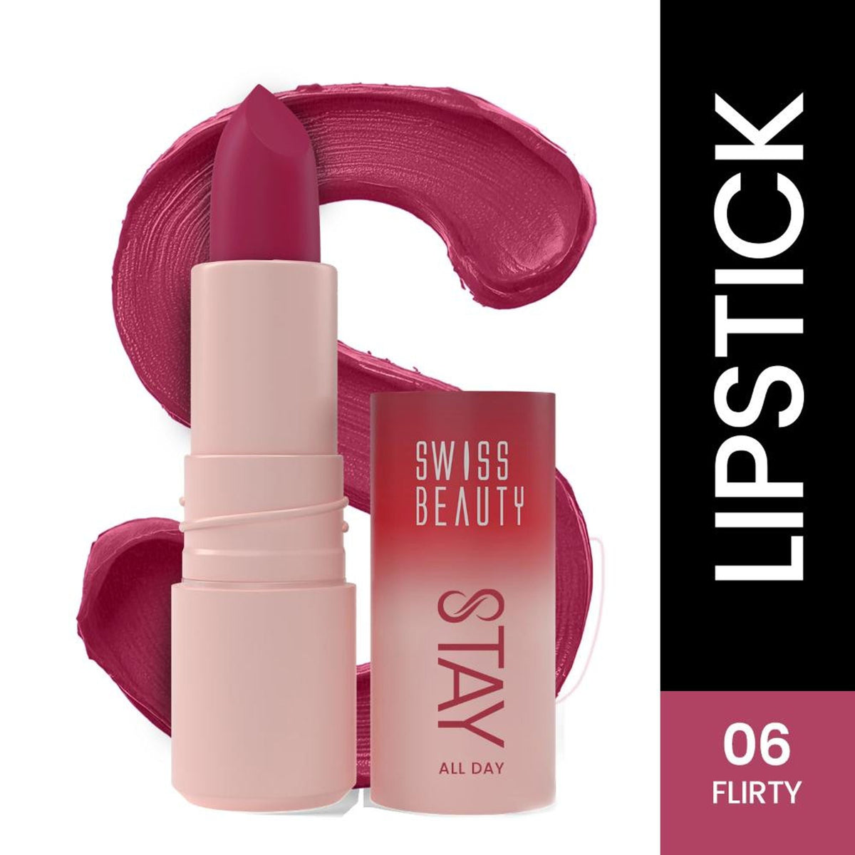 Swiss Beauty Stay All Day Lipstick - 06 Flirty | Grocsy