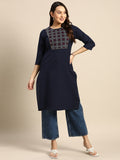 Sangria Women Geometric Yoke Design Kurta | Grocsy