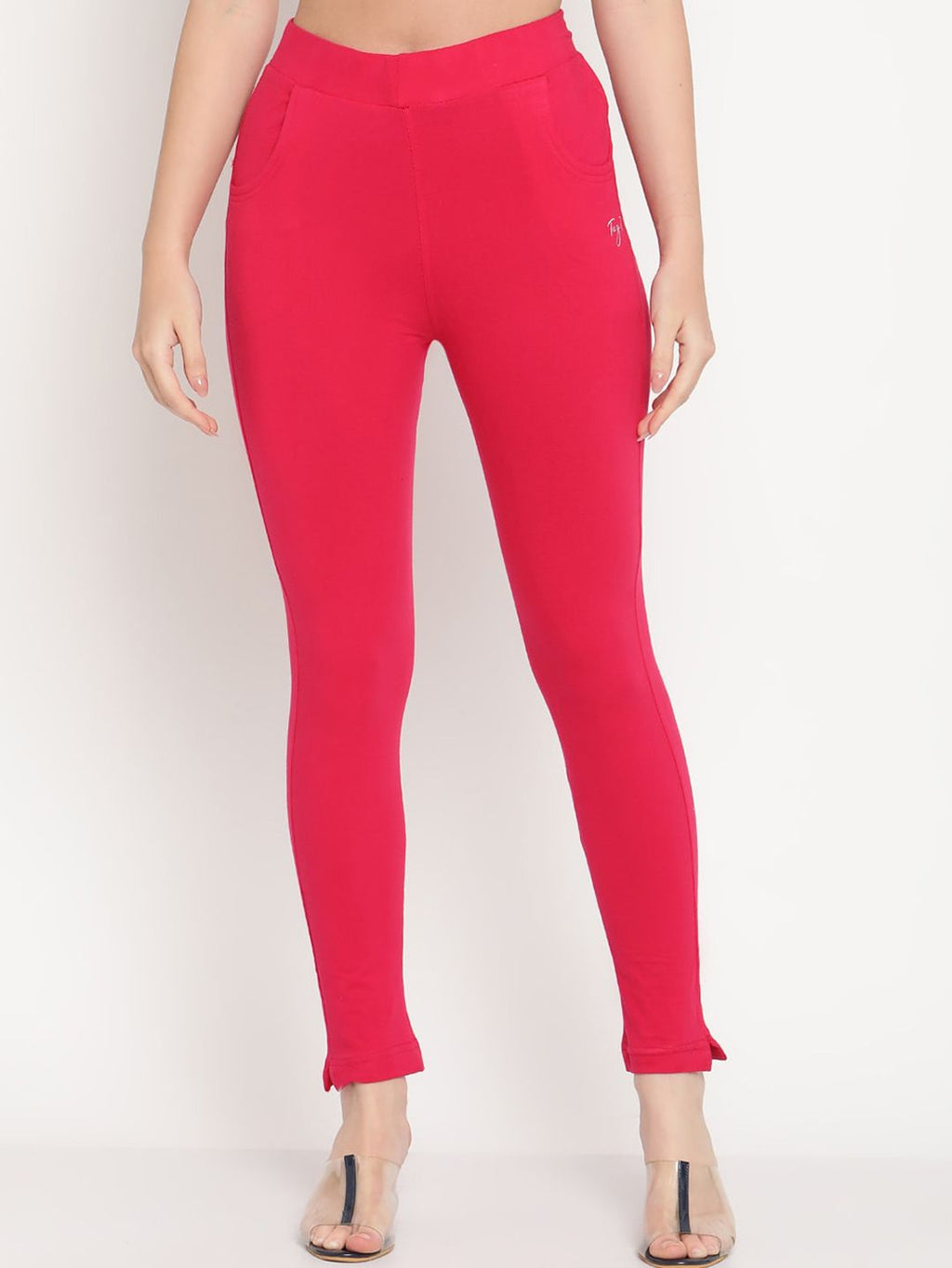 TAG 7 Women Magenta & Blue Pack of 2 Straight Fit Ankle-Length Leggings | Grocsy