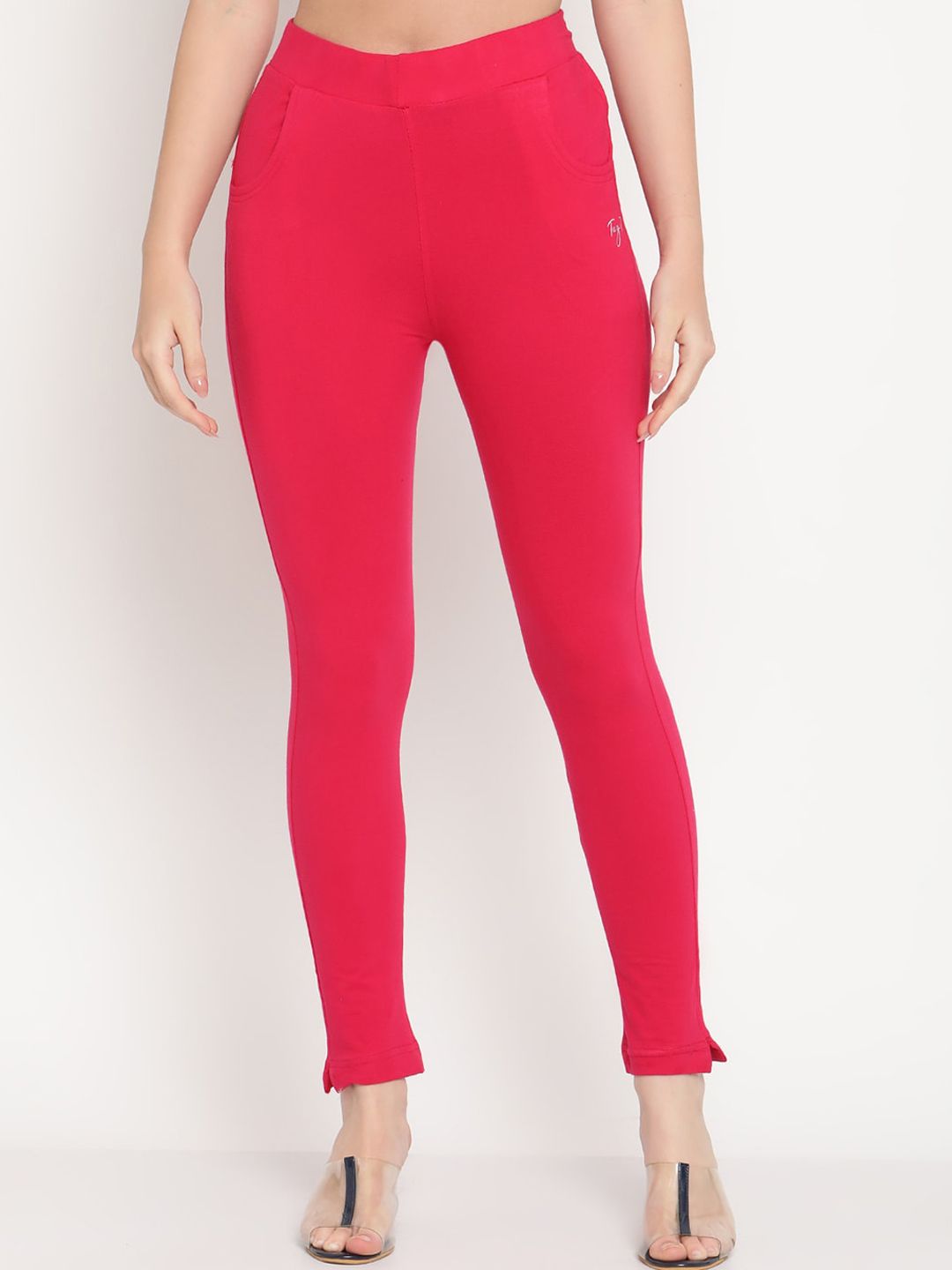 TAG 7 Women Magenta & Blue Pack of 2 Straight Fit Ankle-Length Leggings | Grocsy
