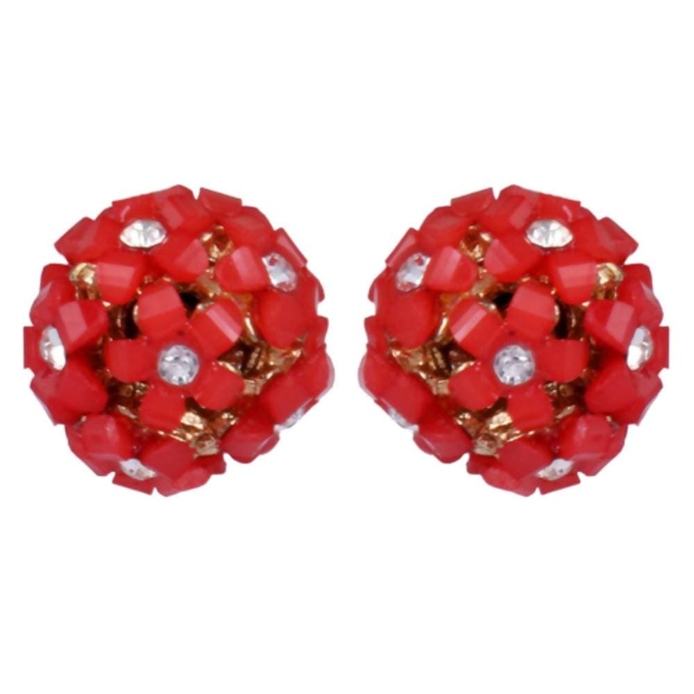 Trendoo Jewelry Gold-Polished Stylish Fancy Party Wear Red Studs | Grocsy