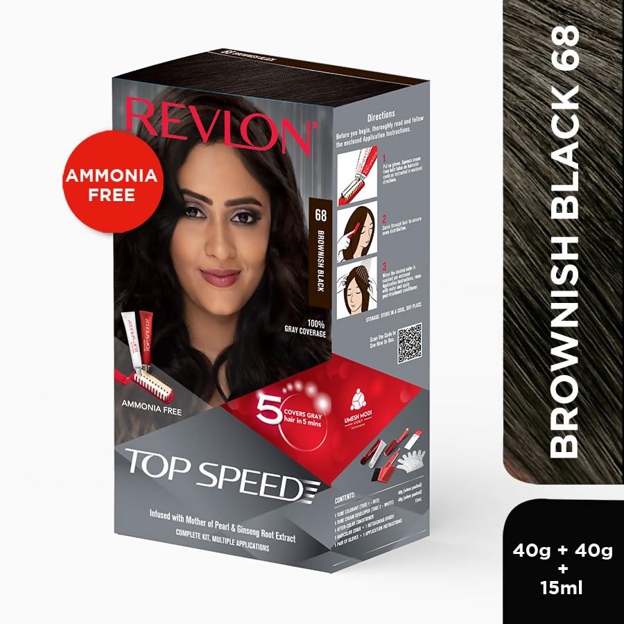 Revlon Top Speed Hair color Women - Brownish Black 68 | Grocsy