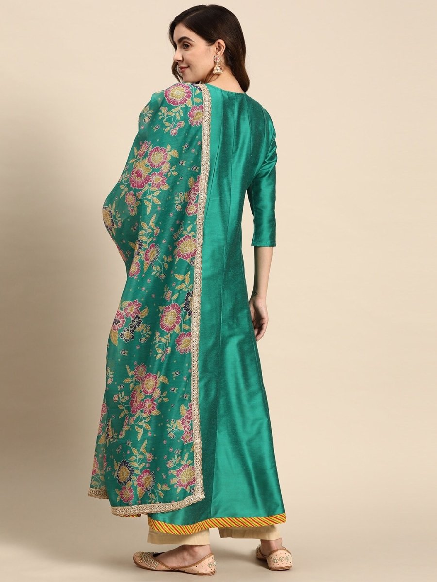 All About You Women Keyhole Neck A-Line Kurta & Dupatta | Grocsy