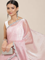 Tikhi Imli Pink Solid Embellished Border Saree | Grocsy