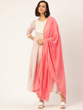 HERE&NOW Women Cream-Coloured Pleated Kurti with Trousers & With Dupatta | Grocsy