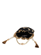 Masq Black & Gold-Toned Embellished Embroidered Potli Clutch