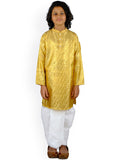 Sethukrishna Boys Gold-Toned Ethnic Motifs Printed Kurta with Pyjamas | Grocsy