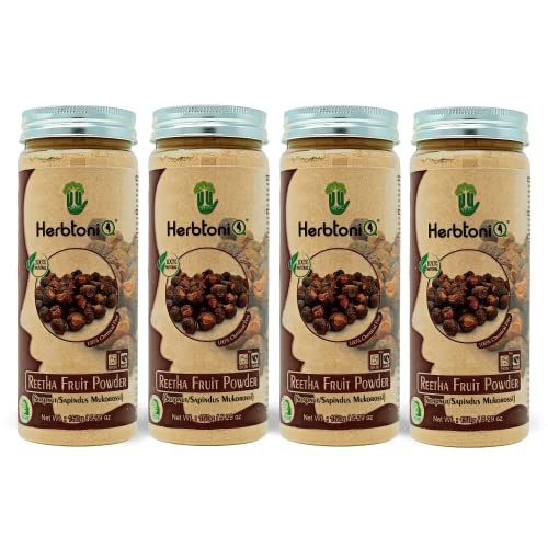 HerbtoniQ 100% Natural Reetha Fruit Powder (Soapnut/sapindus Mukorossi) For Hair Pack 150g (Pack of 4) | Grocsy