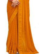 Mustard Georgette Swaroski Work Saree With Unstitched Blouse Piece - Juhi | Grocsy