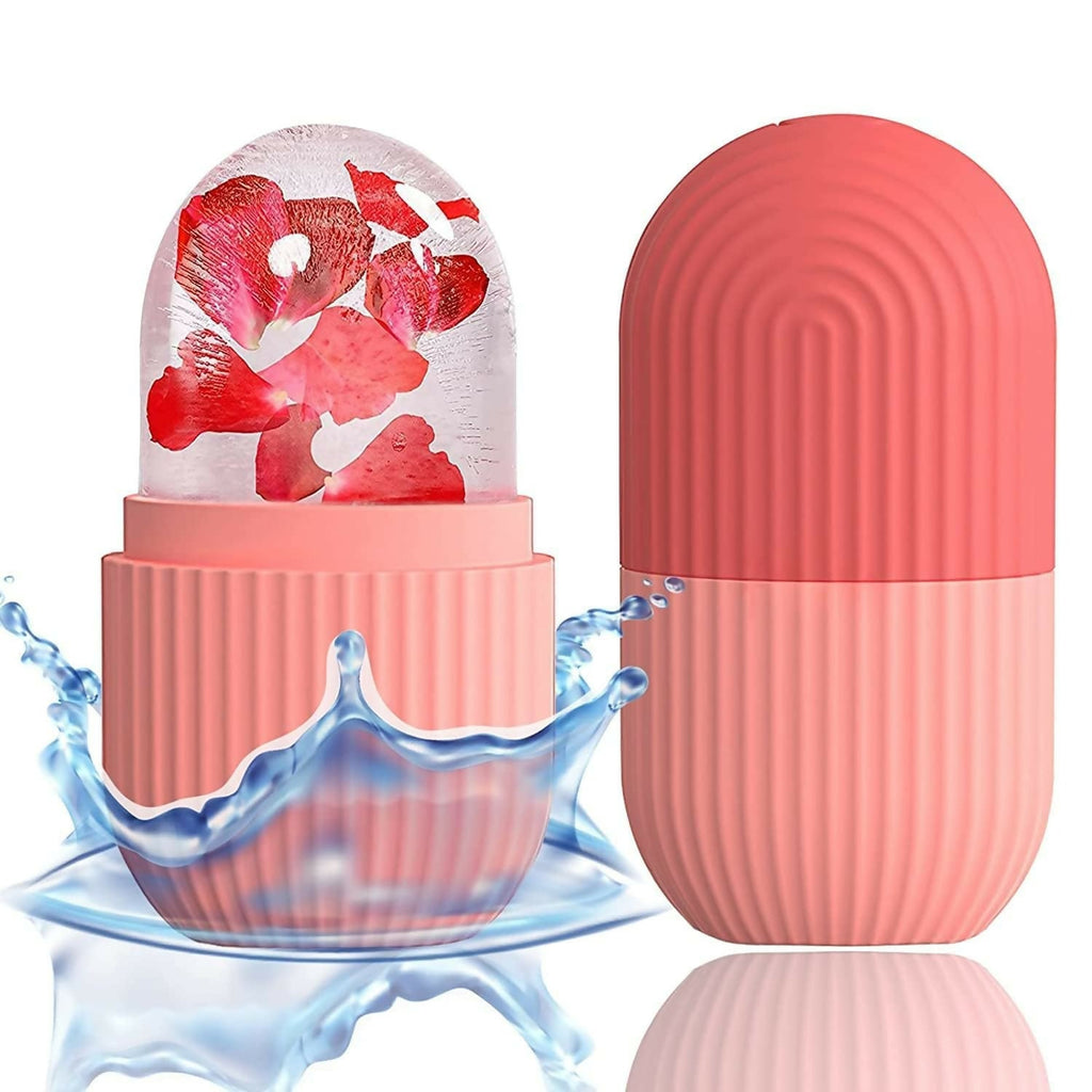 Ice Face Roller Silicone Facial Cube for Eyes Neck Massage Remove Dark Circle - Pink | Grocsy