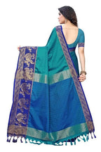 Vamika Banarasi Jacquard Weaving Blue Saree (DHONI BLUE) | Grocsy