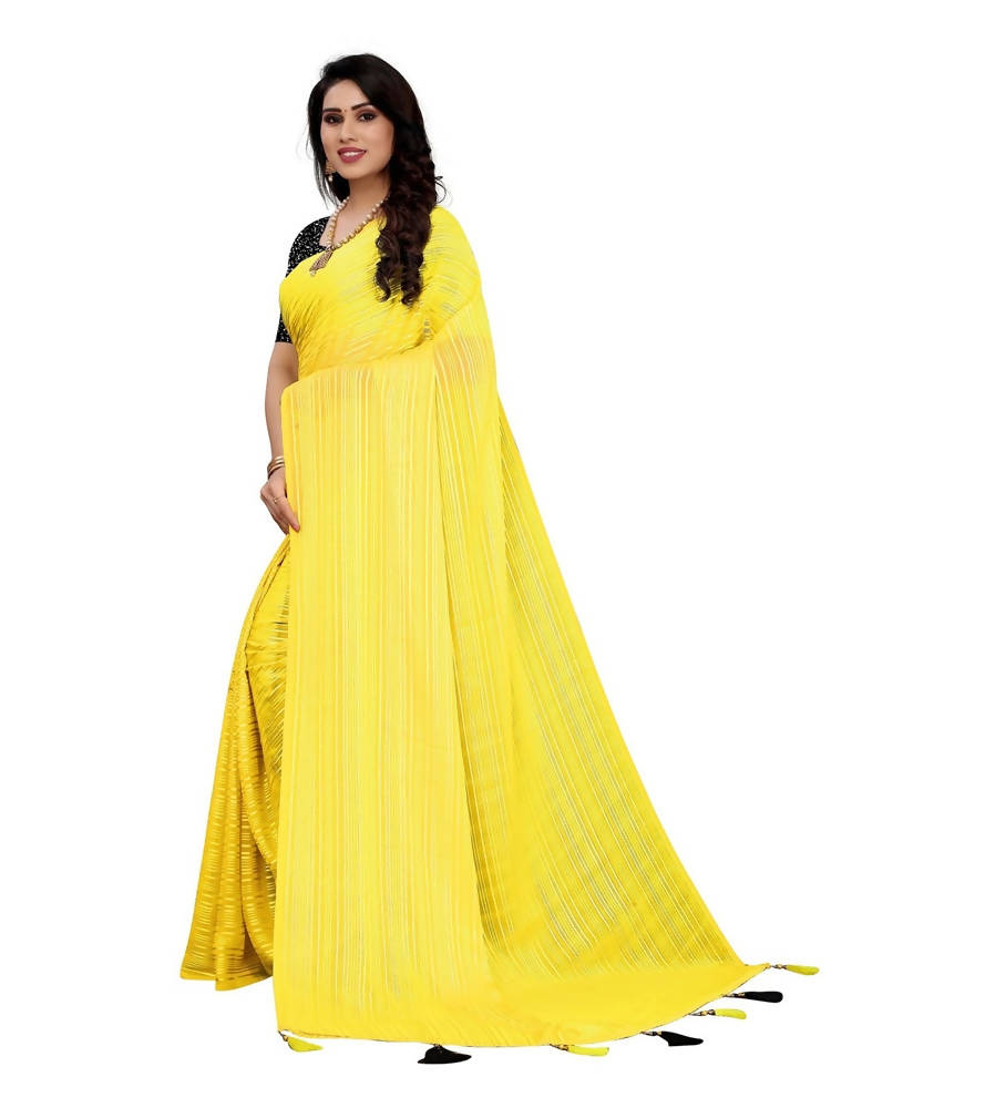 Vamika Yellow Georgette Seqence Saree (Riva Yellow) | Grocsy