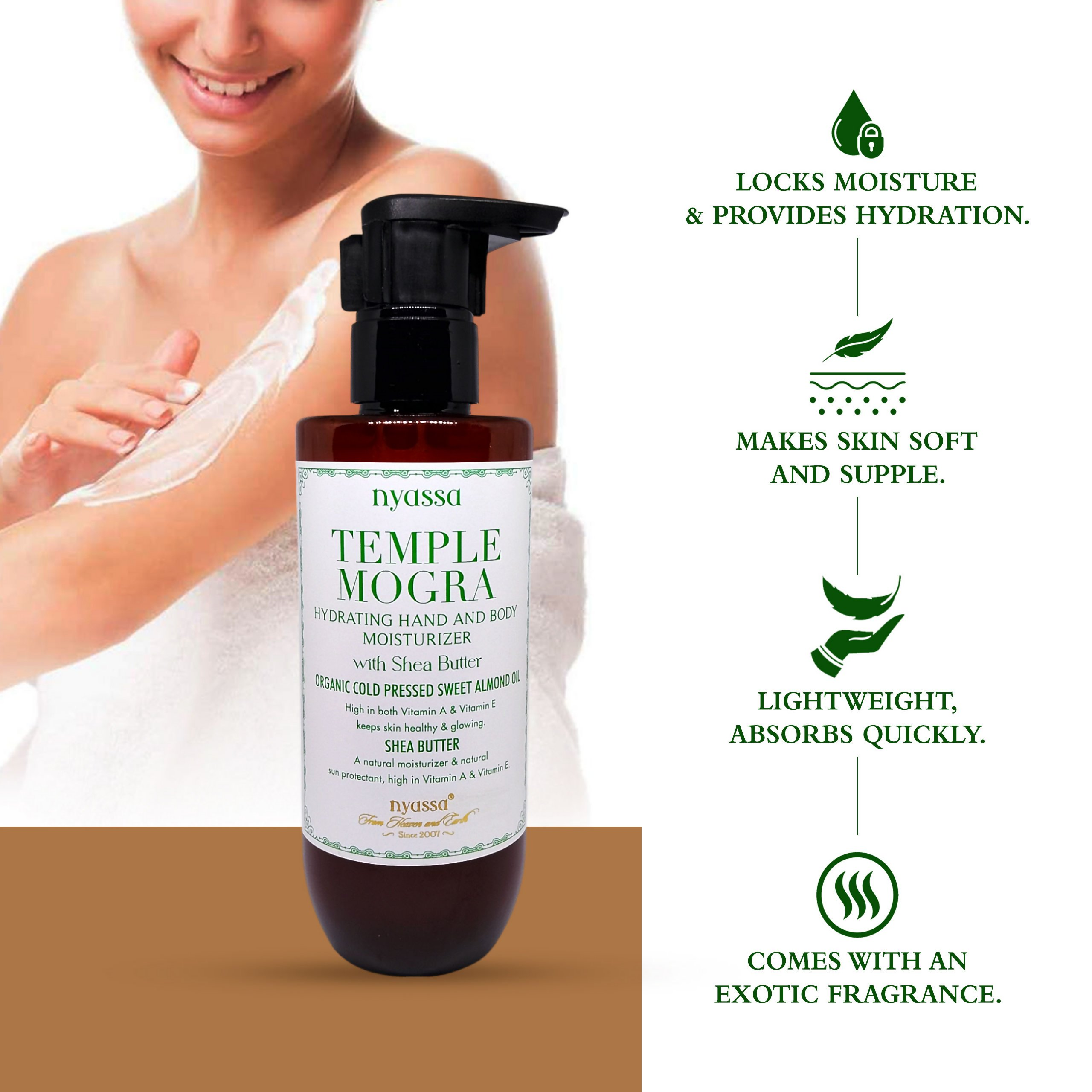 Nyassa Temple Mogra Hand And Body Moisturizer | Grocsy