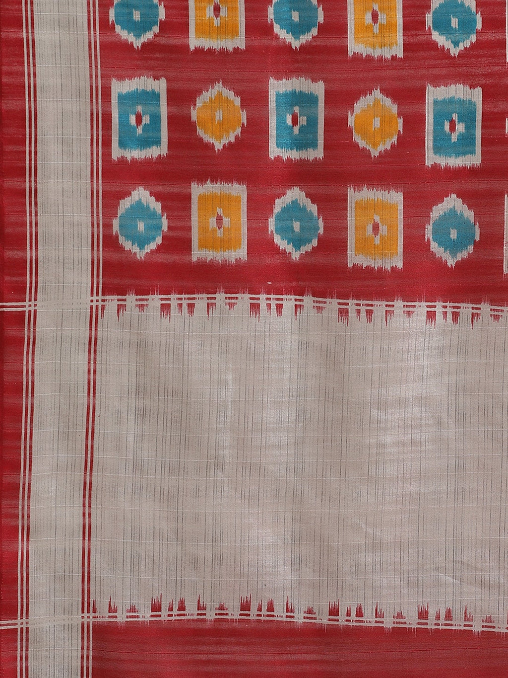 Saree Mall Maroon & Blue Printed Bhagalpuri Saree | Grocsy