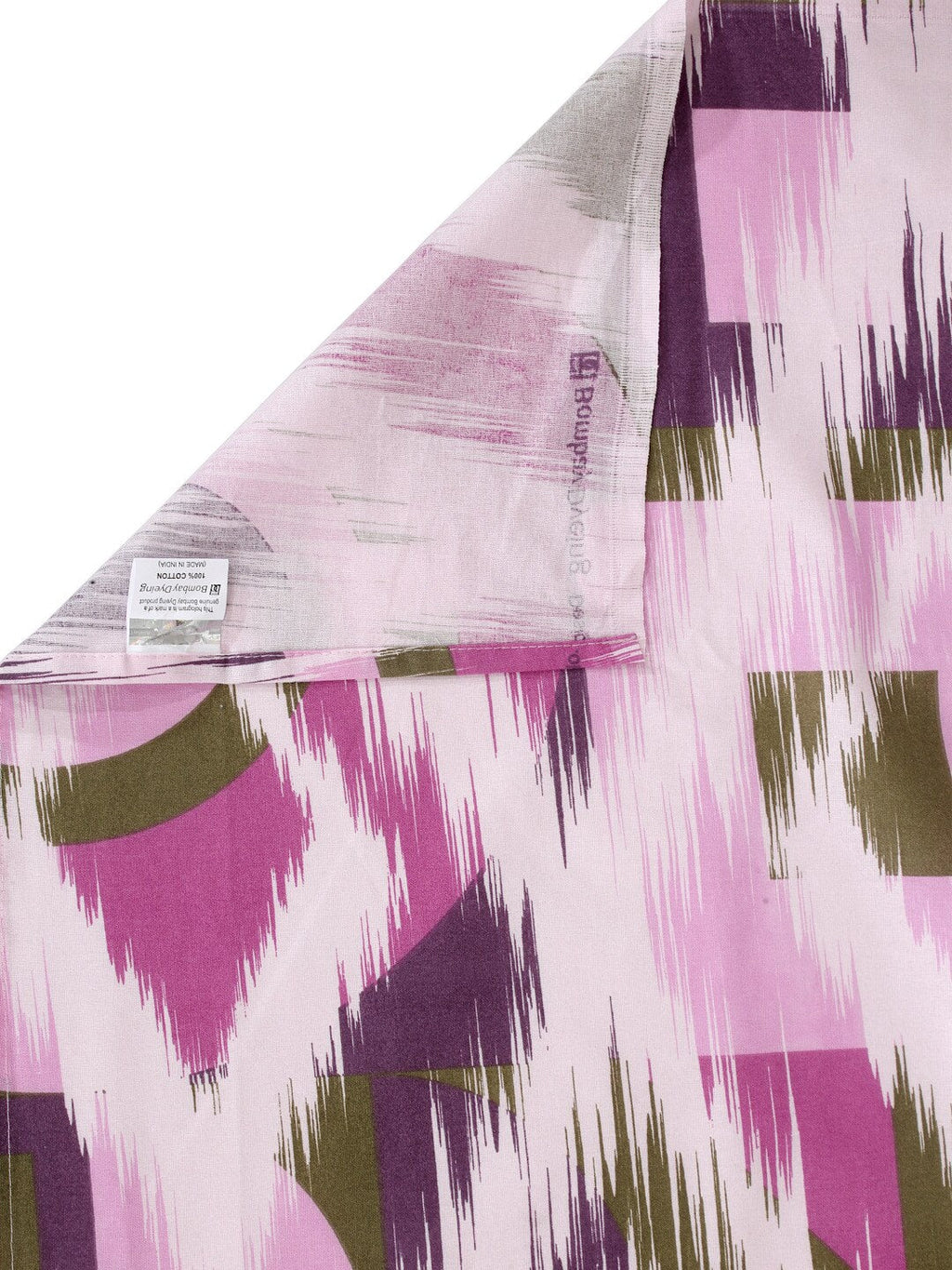 BOMBAY DYEING Marigold Purple Geometric Cotton 104 TC King Bedsheet With 2 Pillow Covers | Grocsy
