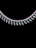 Saraf RS Jewellery Sea Green & Rose Gold-Polished American Diamond Studded Jewellery Set | Grocsy