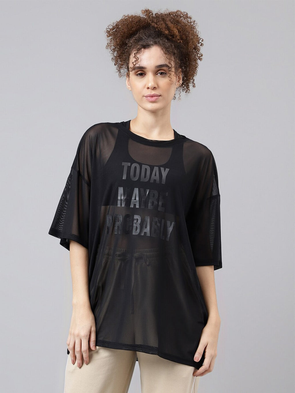 MKH Typography Printed Relaxed Fit Sheer Dri-FIT T-shirt | Grocsy