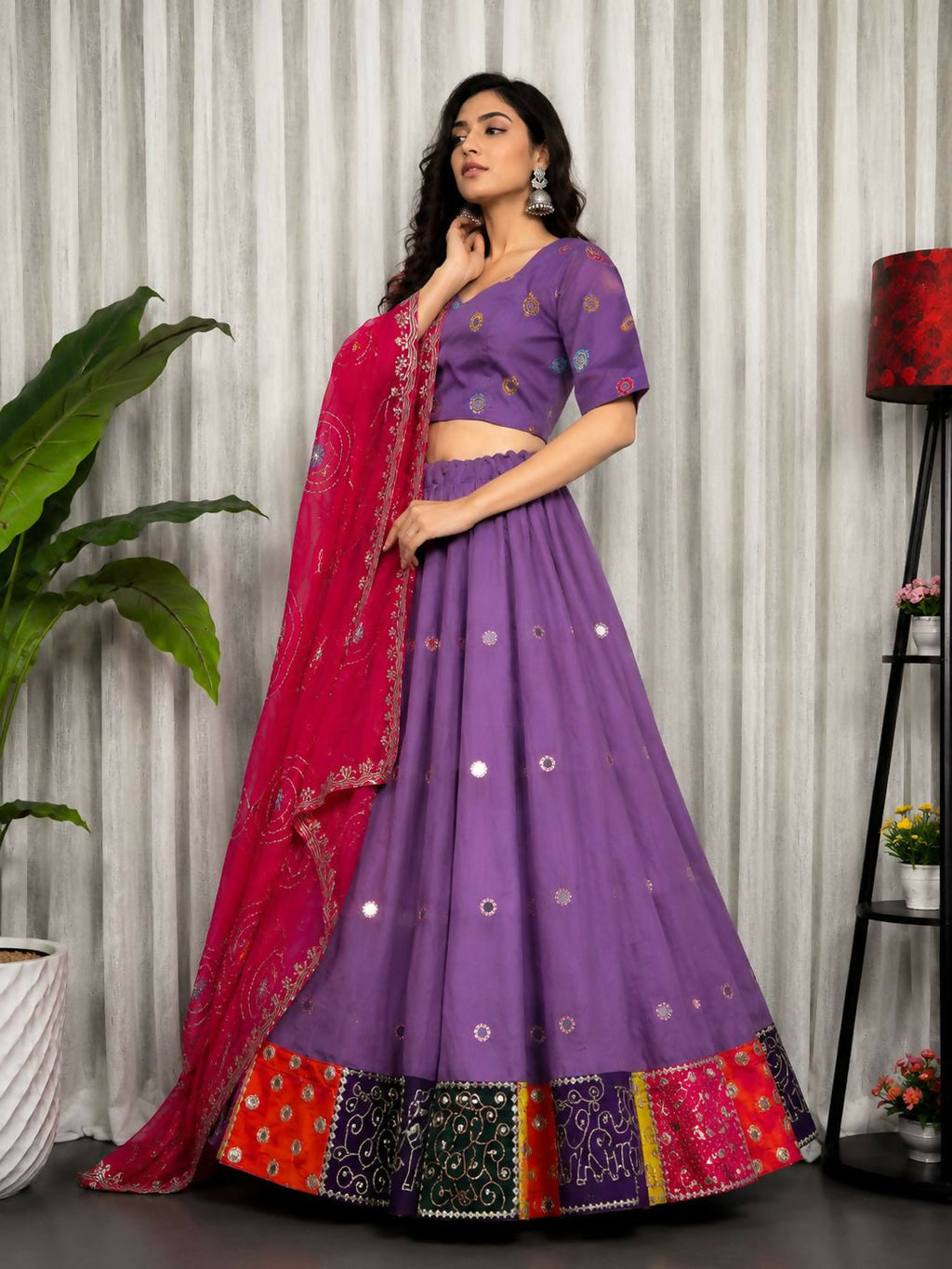 Lehenga Mart Lavender Designer Navratri Lehenga Choli for Women | Grocsy