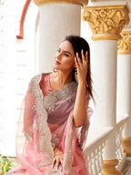 Tikhi Imli Floral Beads and Stones Organza Heavy Work Saree | Grocsy
