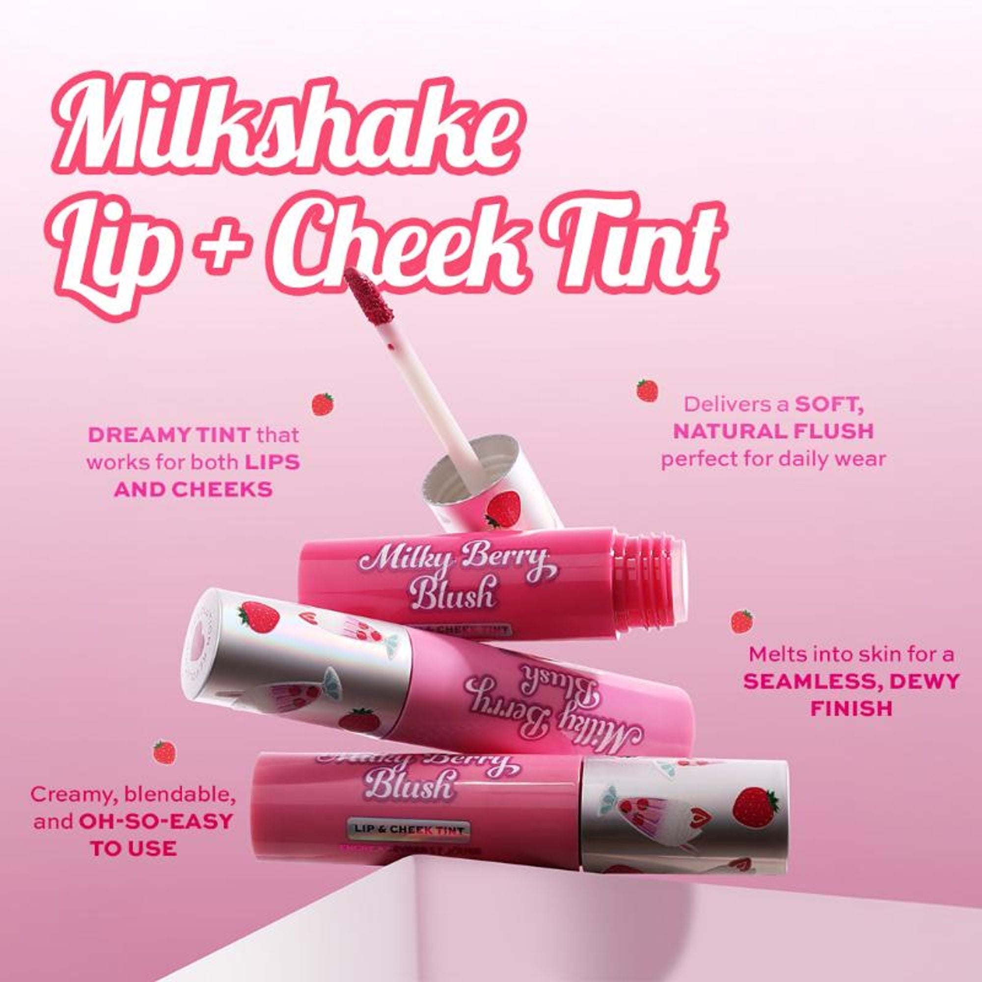 Makeup Revolution Milkshake Lip + Cheek Tint - Strawberry Shake | Grocsy