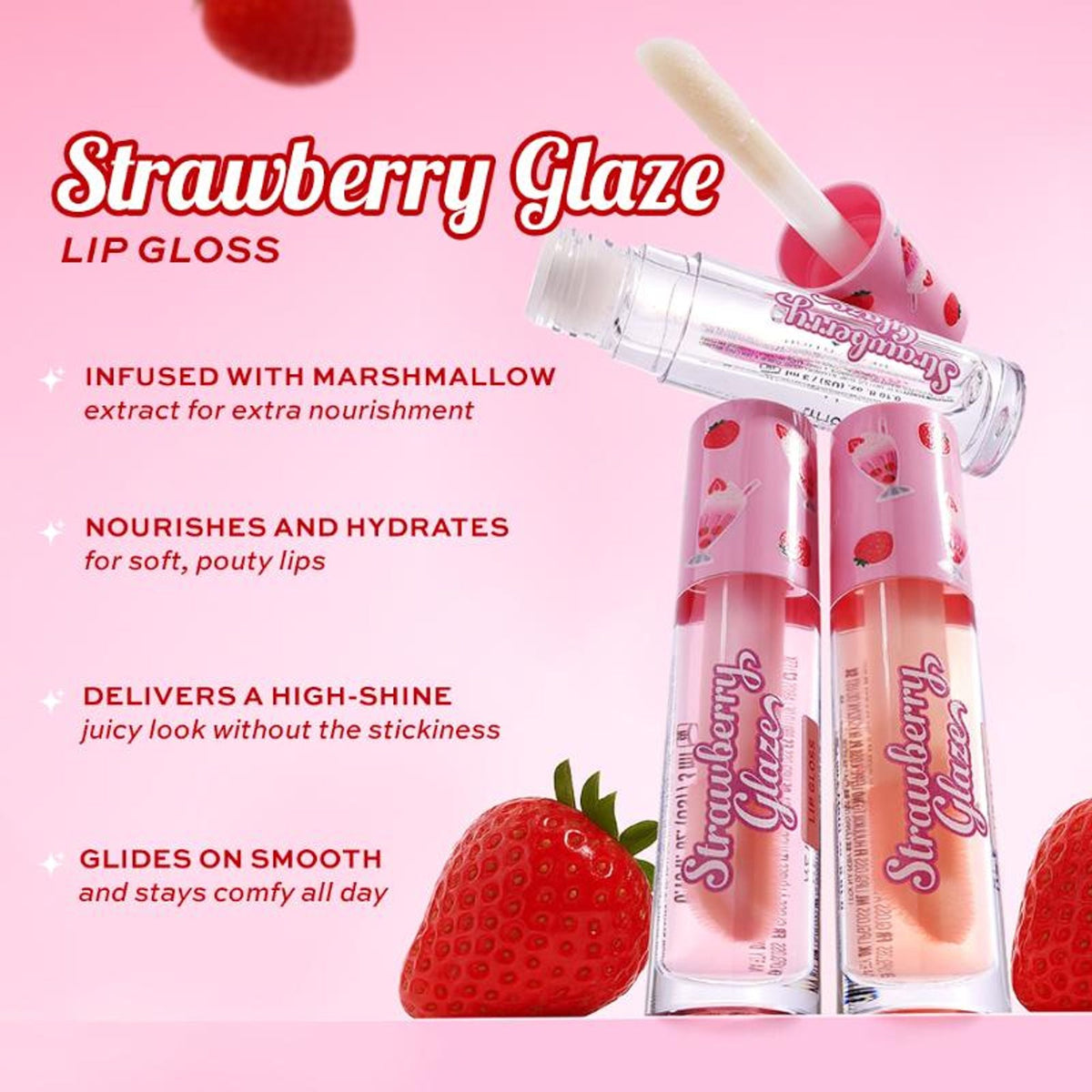 Makeup Revolution Strawberry Glaze Lip Gloss - Clearly Cream | Grocsy