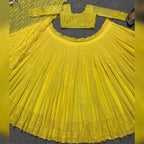 Jyoti Fashion Women's Yellow Faux Georgette 3MM Sequins Embroidered Designer Lehenga Choli Set | Grocsy