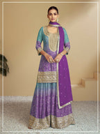 Vastranavya Bandhej Printed Chinon Chiffon Embroidered Sequins Pakistani Suit | Grocsy
