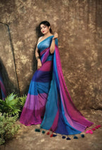 Exclusive Collection Beautiful Multi Pure Cotton Woven Handloom Saree With Running Blouse Piece | Grocsy
