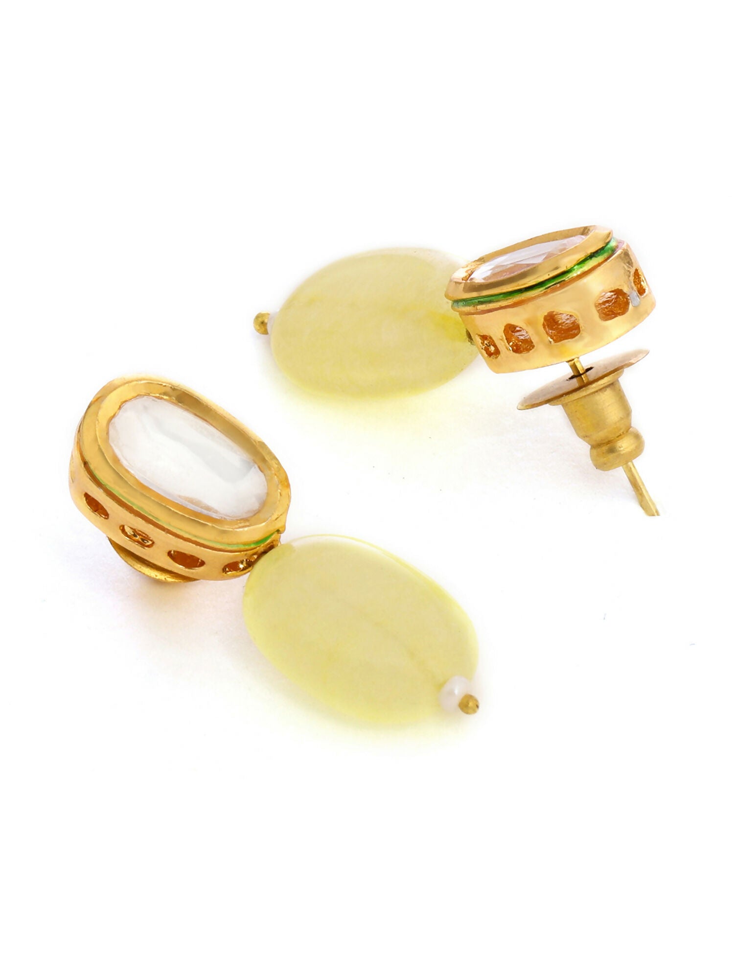Ruby Raang Yellow Kundan Studs | Grocsy
