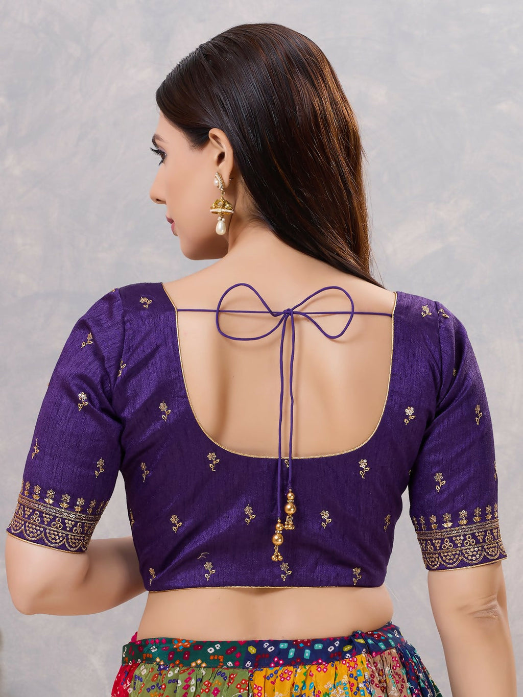 Joban Fashion Women Silk Brinjal Stitched Blouse | Grocsy