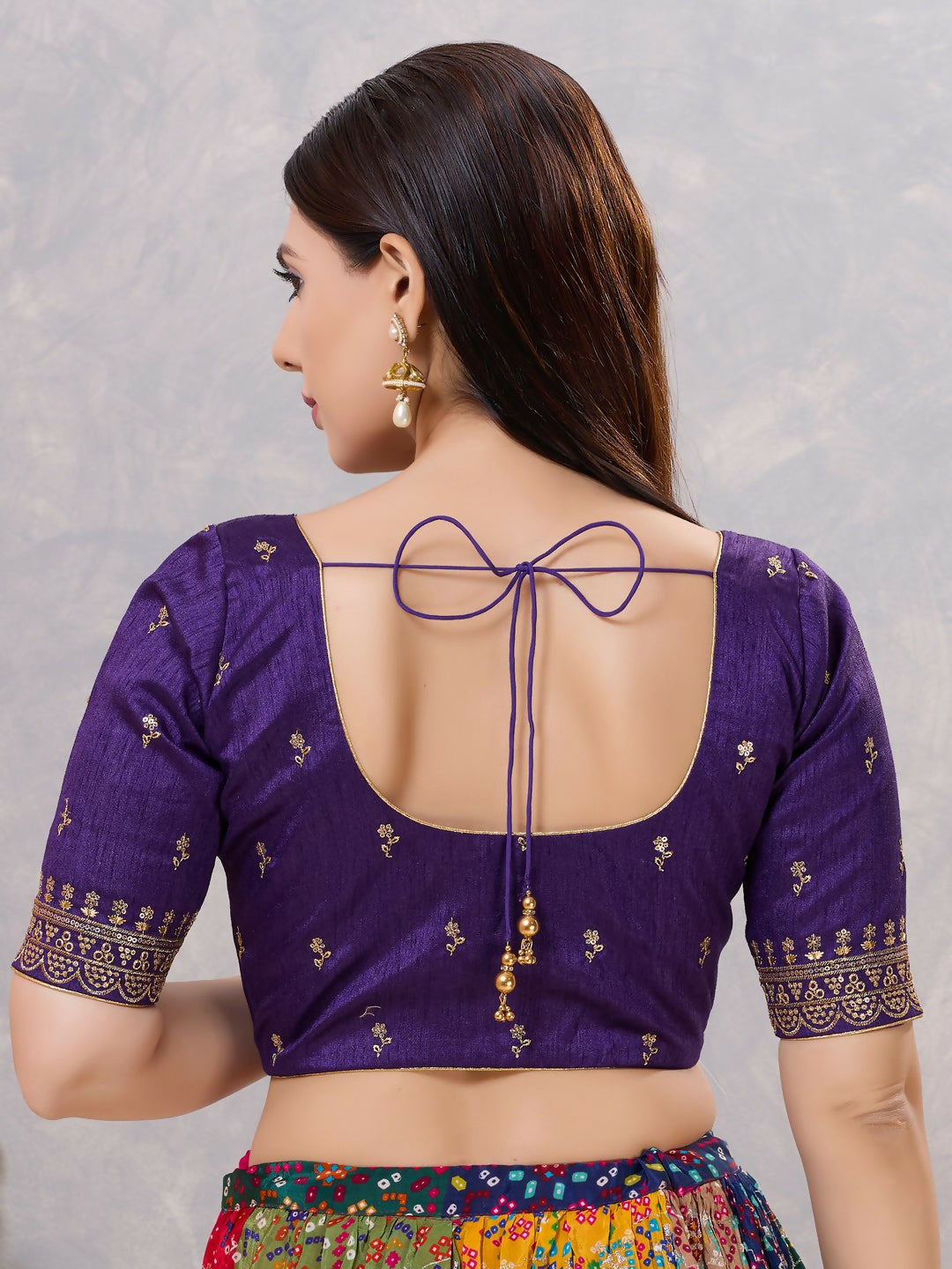 Joban Fashion Women Silk Brinjal Stitched Blouse | Grocsy