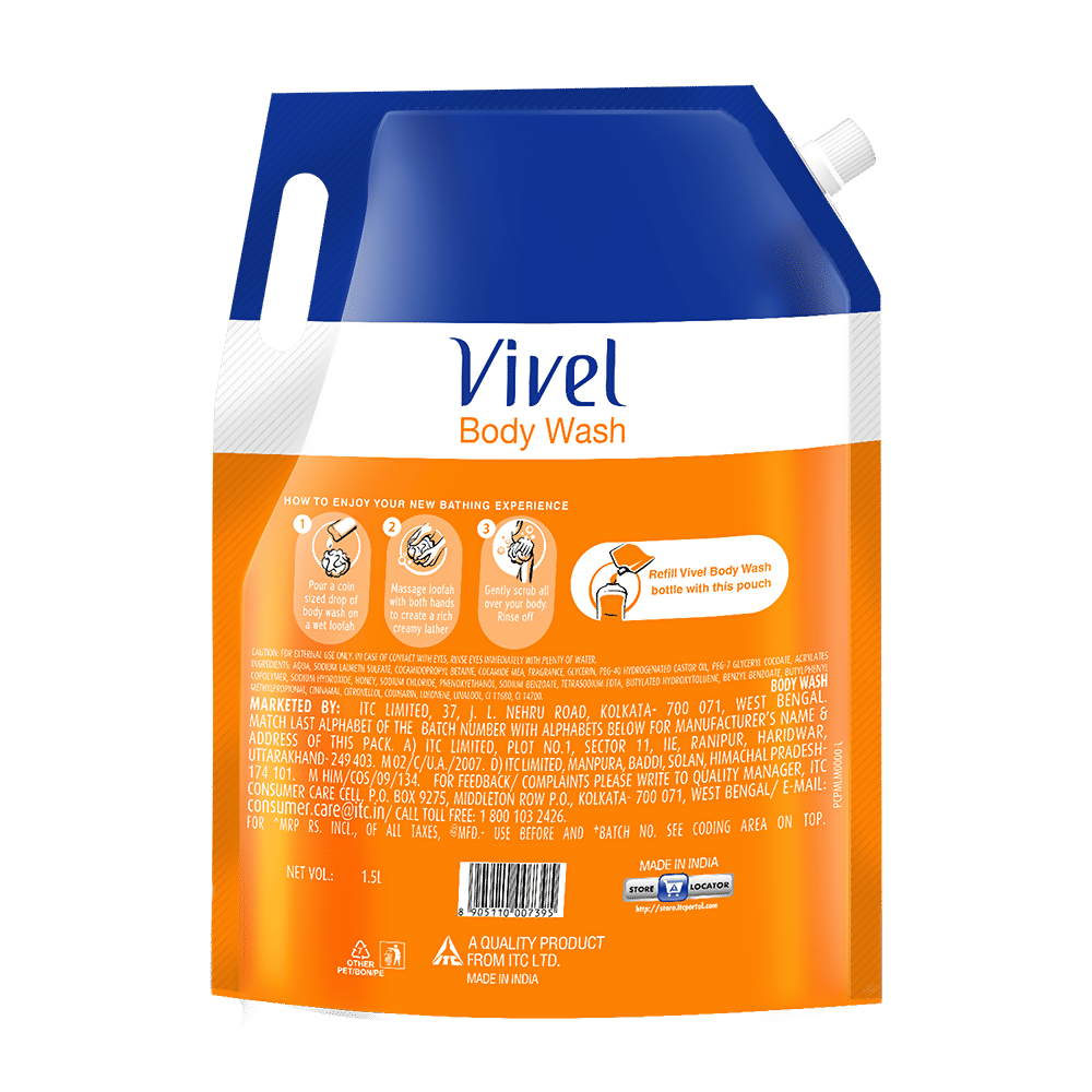 Vivel Moisturizing Body Wash Glycerin & Honey Shower Gel Supersaver XL Refill Pouch | Grocsy