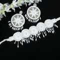 Mominos Fashion Johar Kamal Handicraft Off White/Golden Pearls Necklace with Earrings For Women